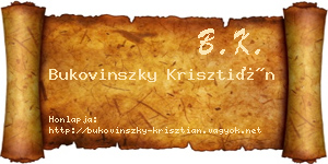 Bukovinszky Krisztián névjegykártya